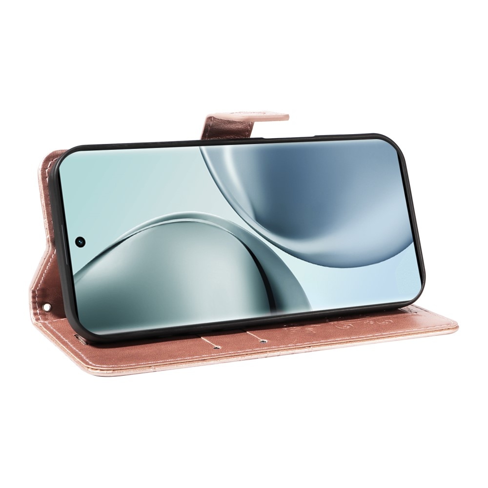 Nagy pillangó könyv tok a Realme 14 Pro 5G készülékhez - rózsaarany