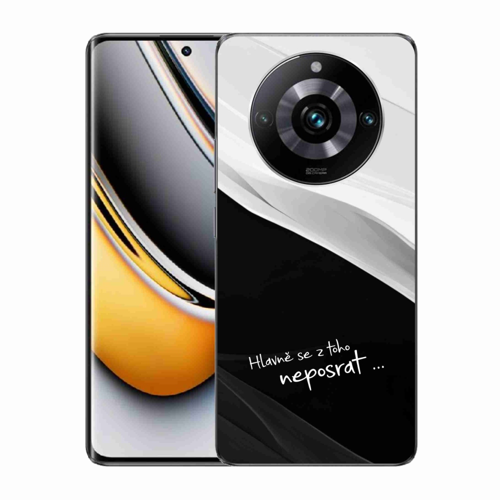 Gél borító mmCase a Realme 11 Pro/11 Pro+ készülékhez - vicces szöveg 13 fekete és fehér háttérrel