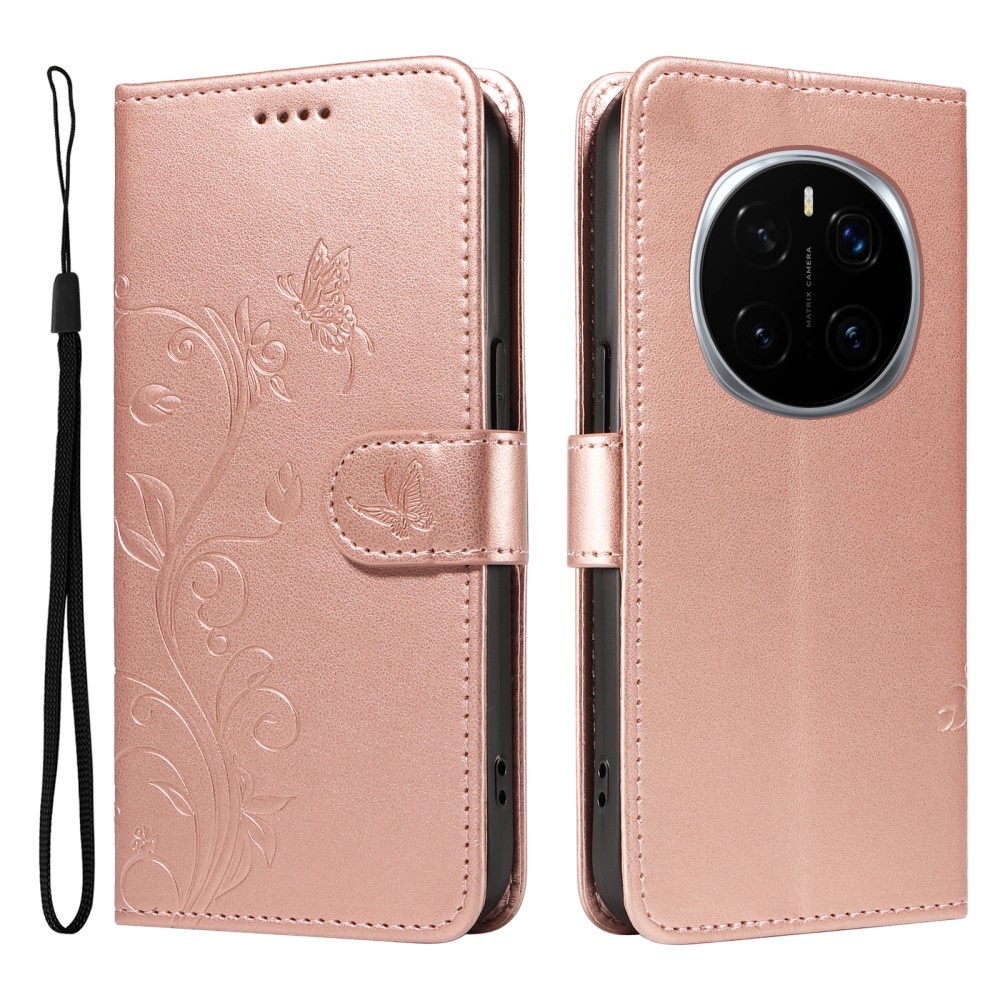 Virágos könyv tok a Honor Magic 7 Pro 5G készülékhez - rózsaarany színű