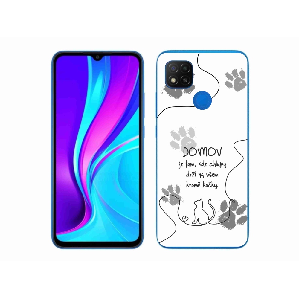 Gél borító mmCase a Xiaomi Redmi 9C-hez - macska motívum fehér háttérrel
