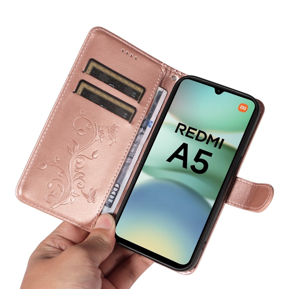 Virágok könyv tok Xiaomi Redmi A5 (173.45x79.35x8.45mm) - rózsa arany