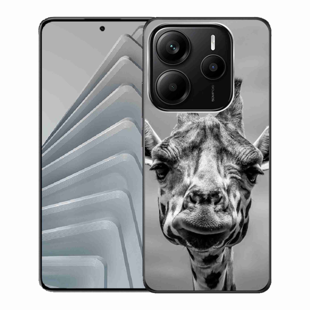 Zselés borítás mmCase a Xiaomi Redmi Note 14 5G-hez - fekete-fehér zsiráf