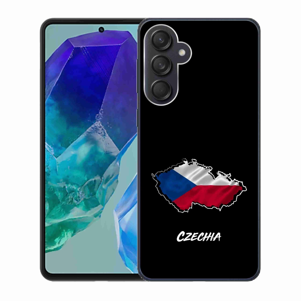 Gél védőhuzat mmCase Samsung Galaxy M55 5G - Csehország fekete háttérrel