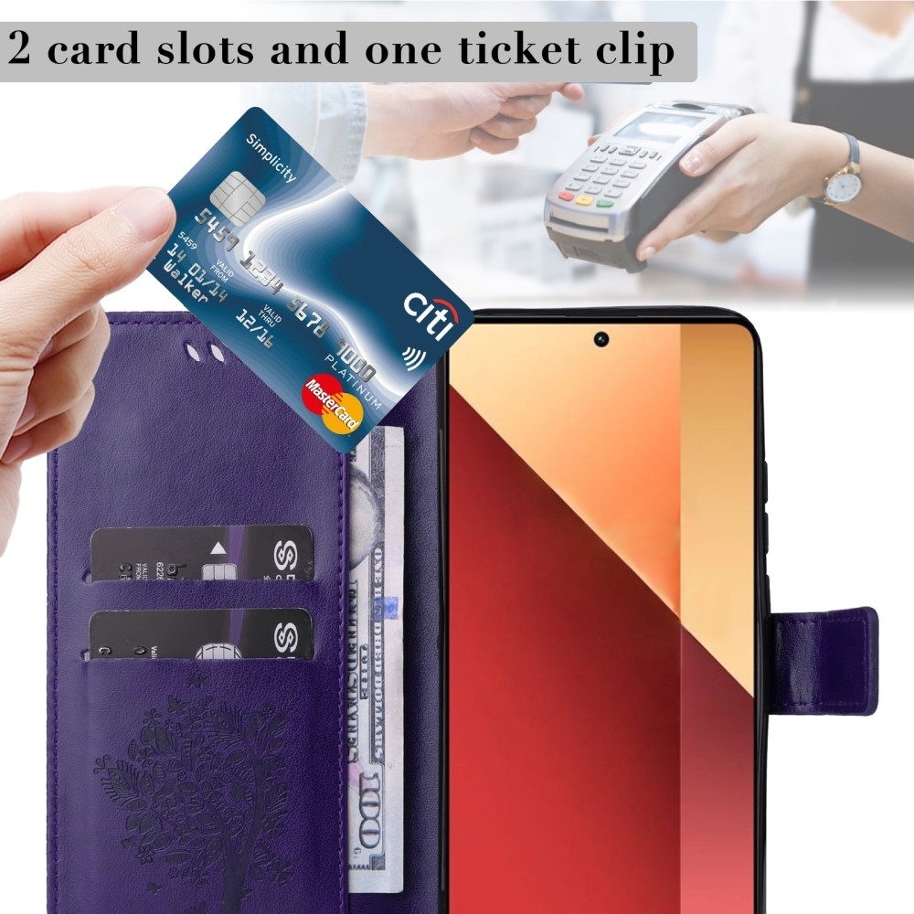 Fák könyv tokja Xiaomi Redmi Note 13 Pro 4G/Poco M6 Pro - sötétlila