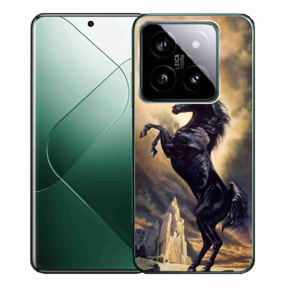 Gél borítás mmCase a Xiaomi 14 Pro-hoz - fekete rajzfilm ló