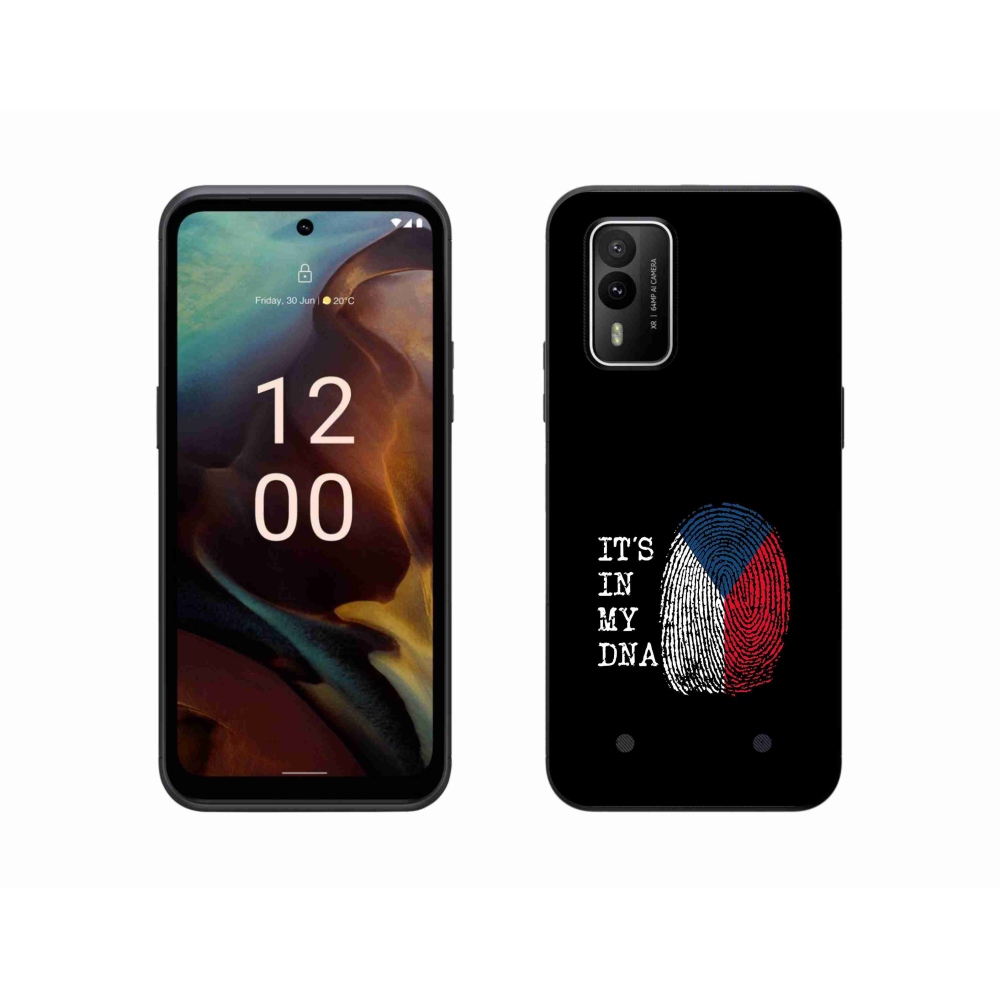 Zselés borítás mmCase a Nokia XR21 készülékhez - zászlós ujjlenyomat fekete háttérrel