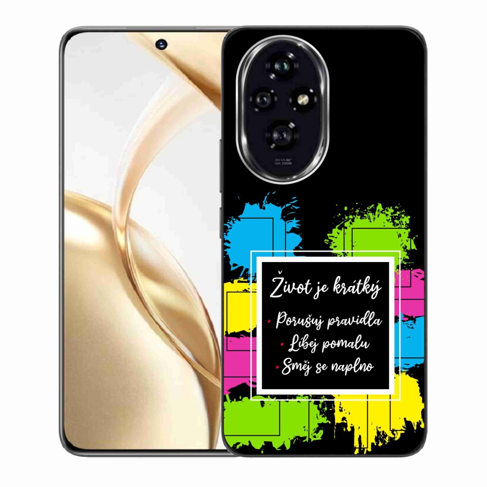 Zselés borító mmCase a Honor 200 5G készülékhez - Idézet 5 fekete háttér