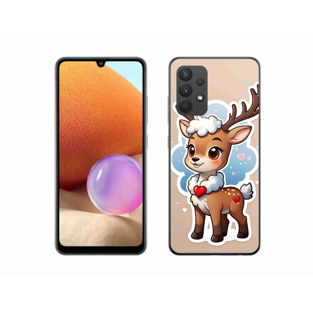Zselés borítás mmCase Samsung Galaxy A32 4G - rajzfilm rénszarvashoz
