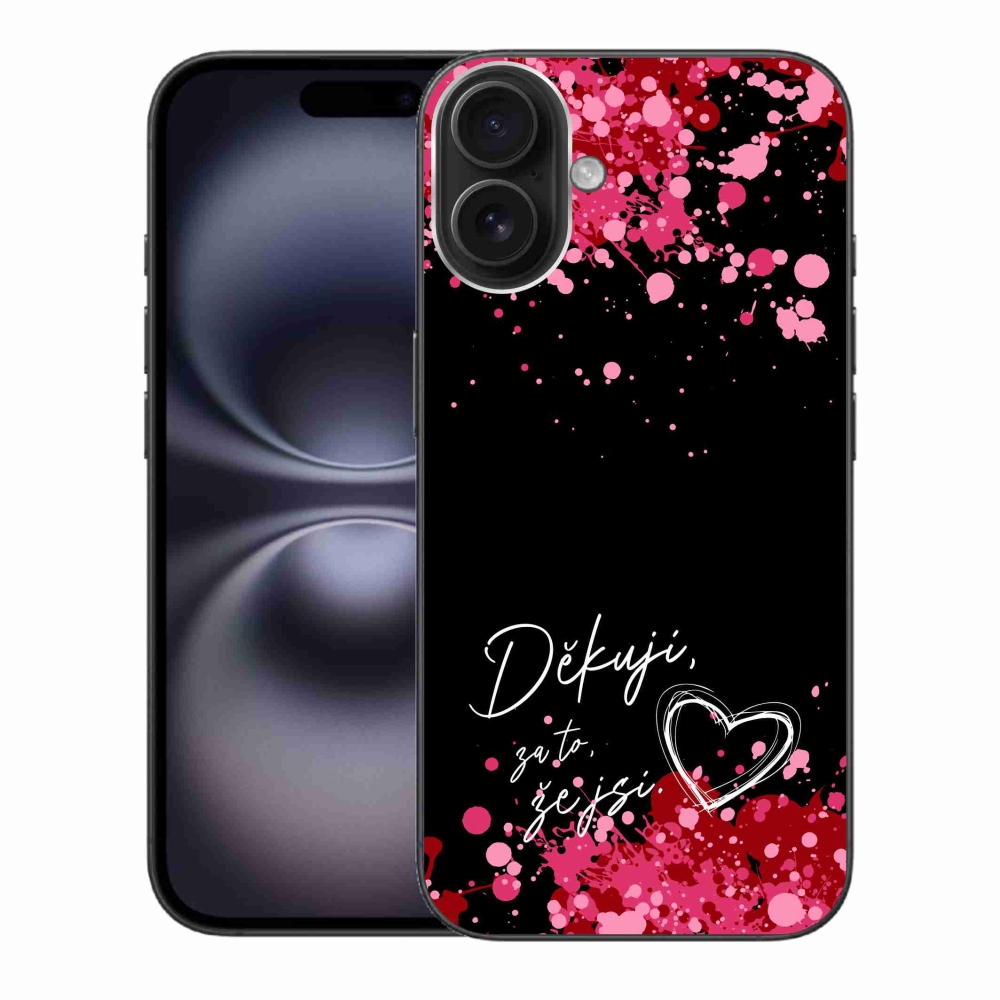 Zselés borítás mmCase iPhone 16 Plus készülékhez - text in love 2 fekete háttér