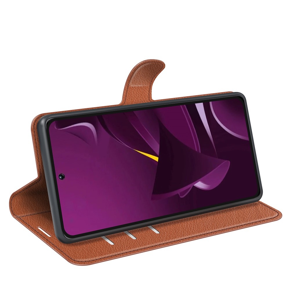 Litchi könyv tok a Xiaomi Poco M7 Pro 5G-hez - barna