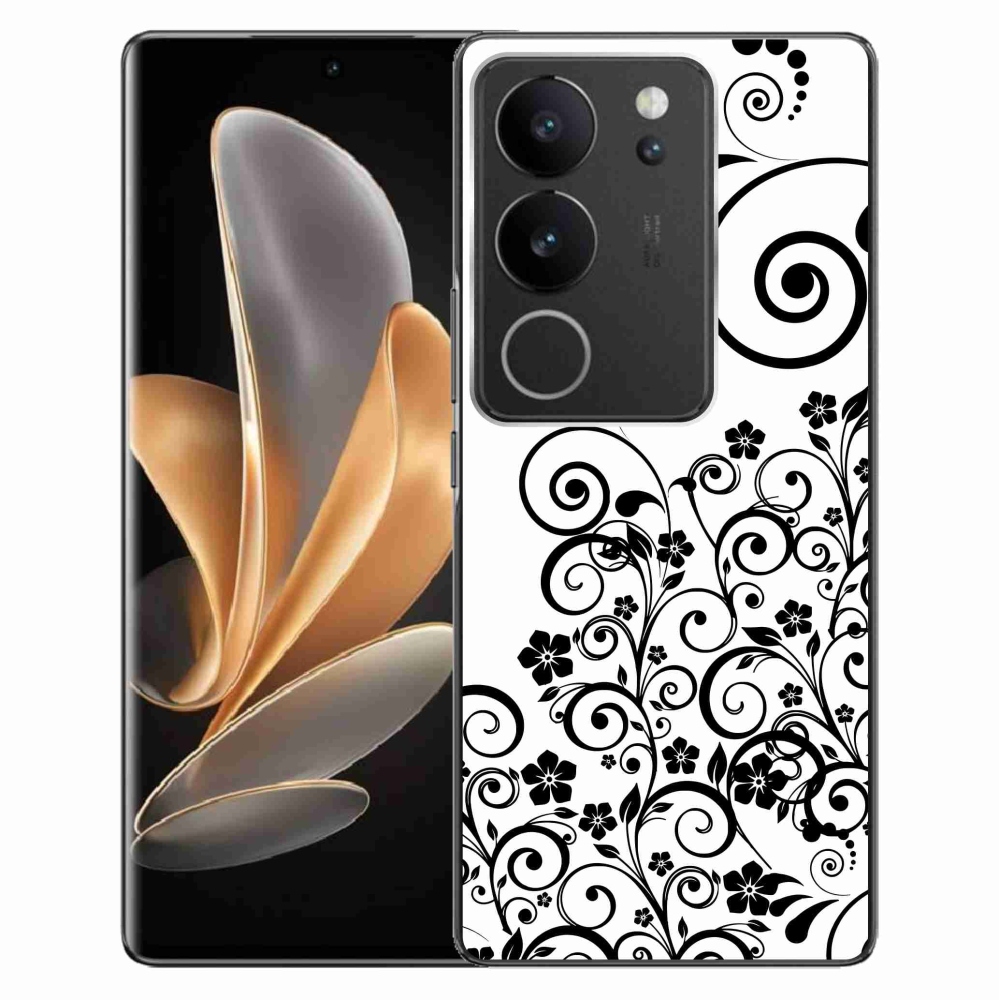 Gél borítás mmCase a Vivo V29 5G-n - fekete és fehér virágminták