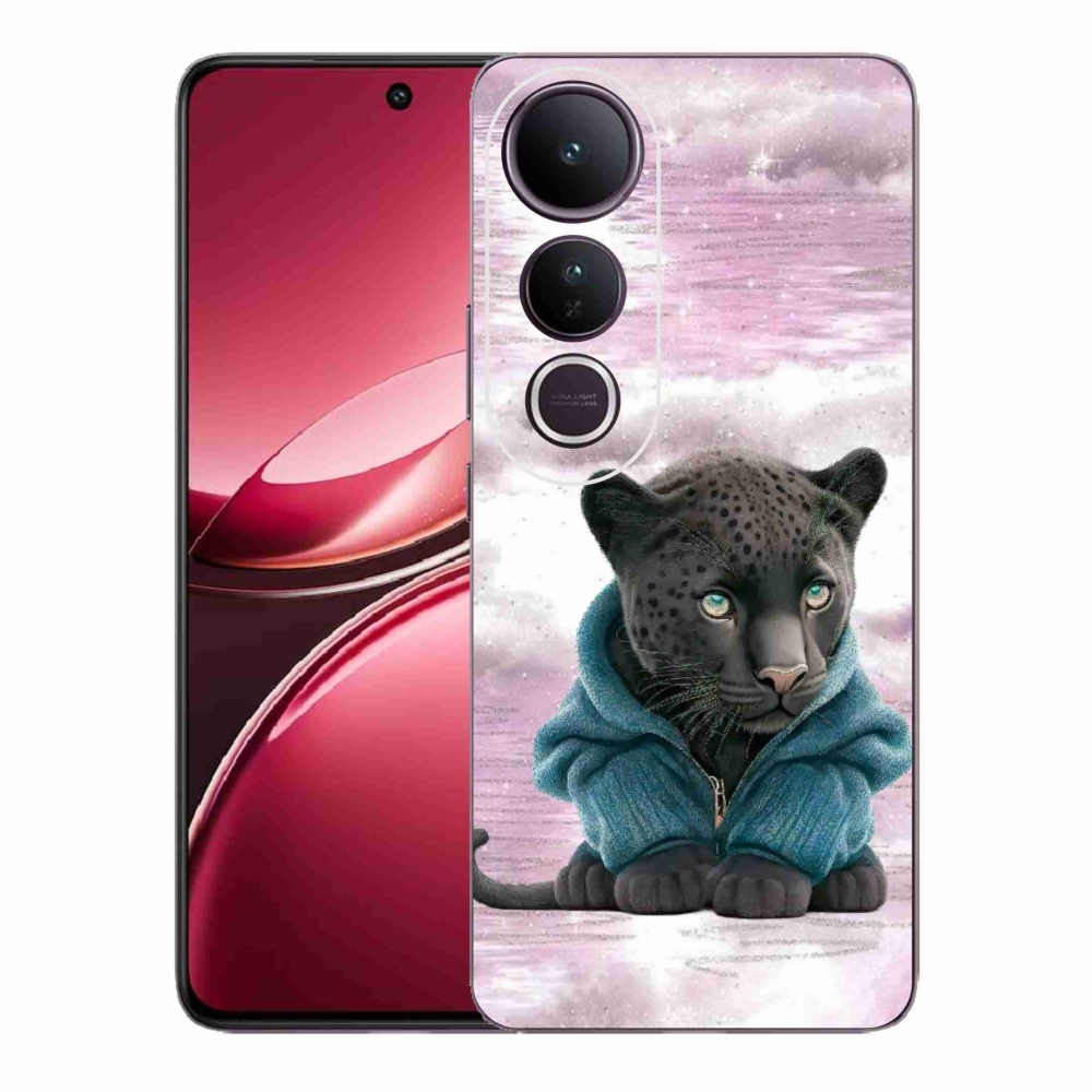 Gél borítás mmCase a Vivo V50 Lite 4G/5G készülékhez - fekete párduc pulóverben