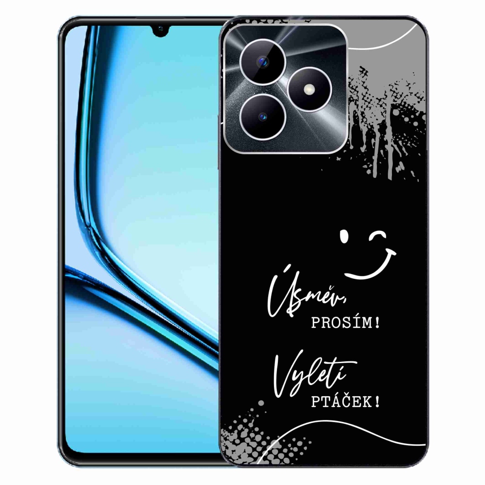 Gél borító mmCase a Realme Note 50 készülékhez - vicces szöveg 4 fekete háttér