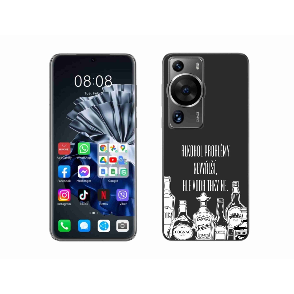Gél borító mmCase a Huawei P60 Pro készülékhez - vicces szöveg fekete háttérrel