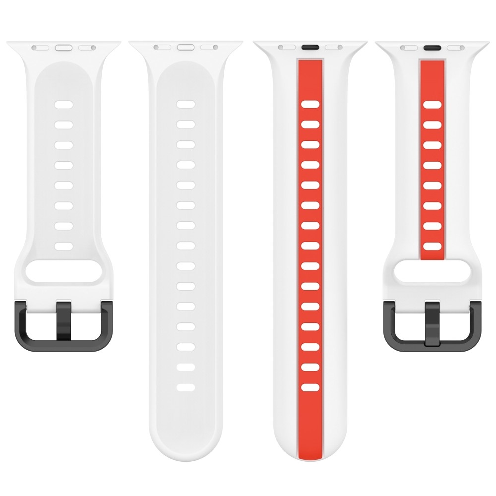 Szíj szilikon szíj Apple Watch Ultra/Ultra 2 49mm/SE/SE 2022/2023 44mm/9/8/7 45mm/6/5/4 44mm/3/2/1 42 mm - fehér/piros