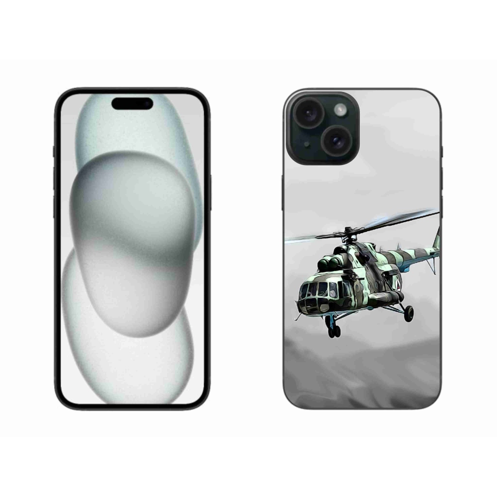 Zselés borítás mmCase iPhone 15 Plus készülékhez - katonai helikopter