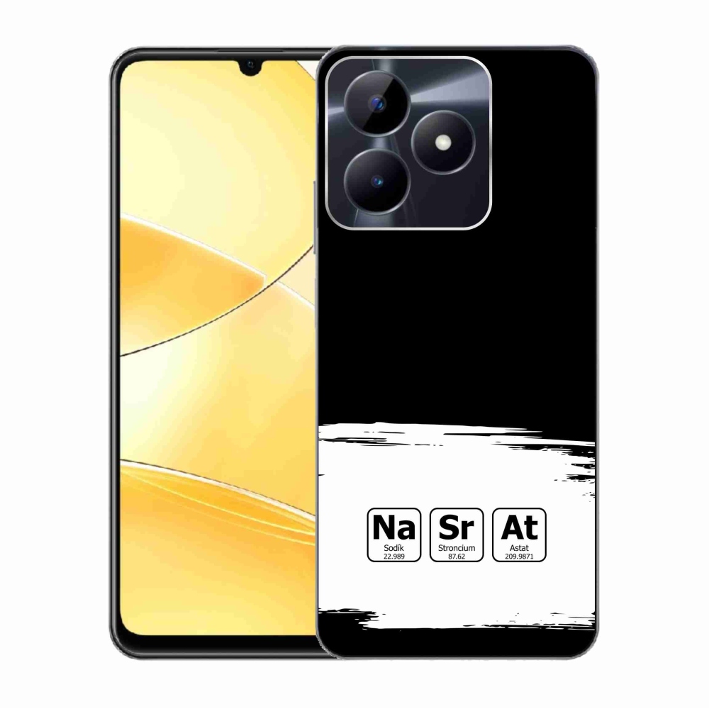 Gél borító mmCase a Realme C51/C53 készülékhez - kémiai elemek fehér és fekete háttérrel