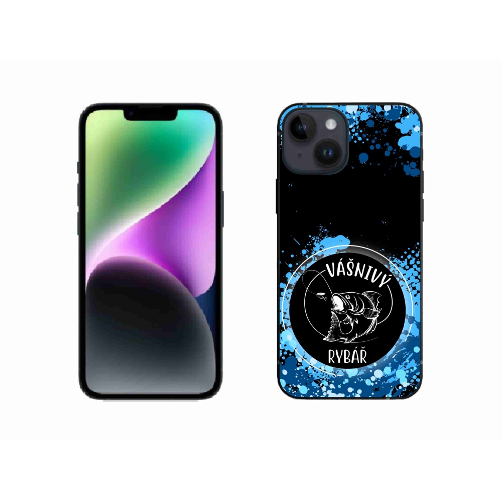 Gél borítás mmCase iPhone 14 készülékhez - szenvedélyes halász fekete háttérrel