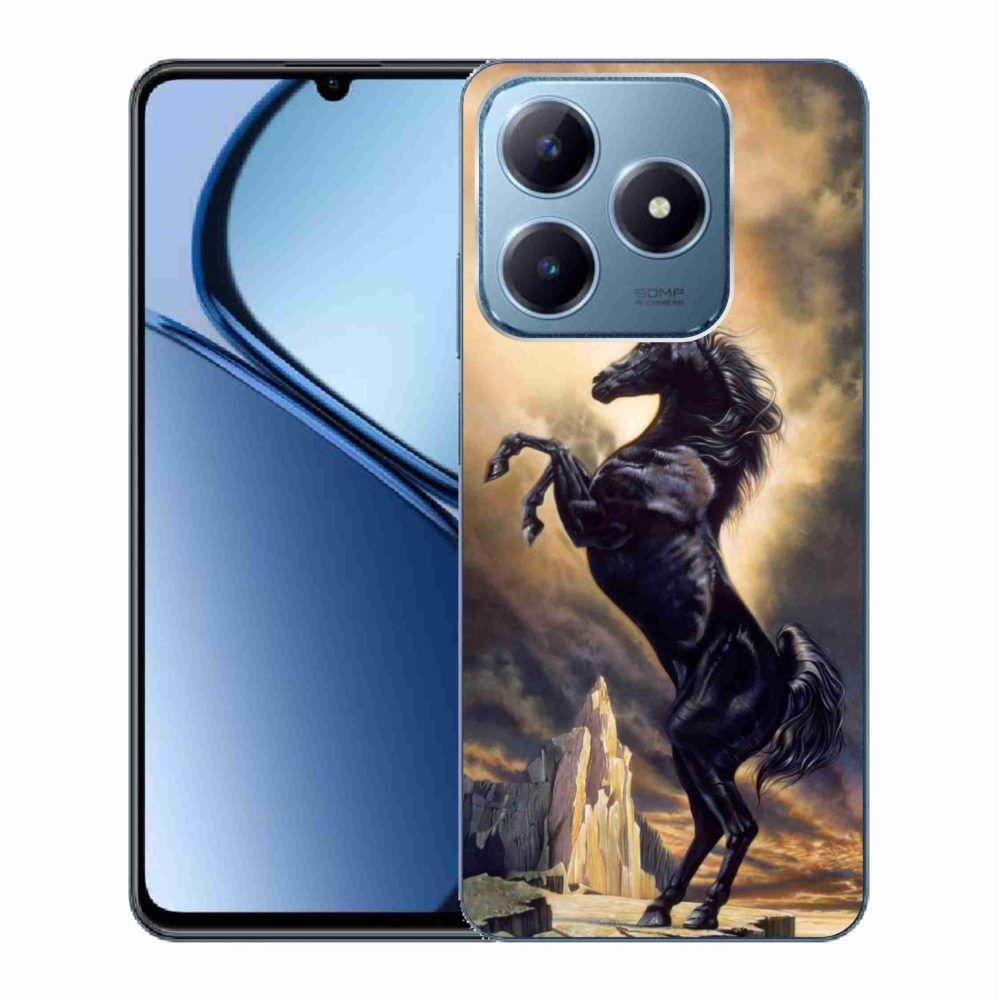 Gél borító mmCase a Realme C63 készülékhez - fekete rajzfilm ló