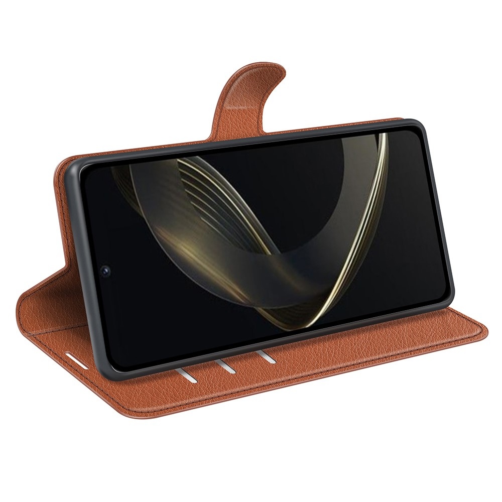 Litchi könyv tok Huawei Nova 11-hez - barna
