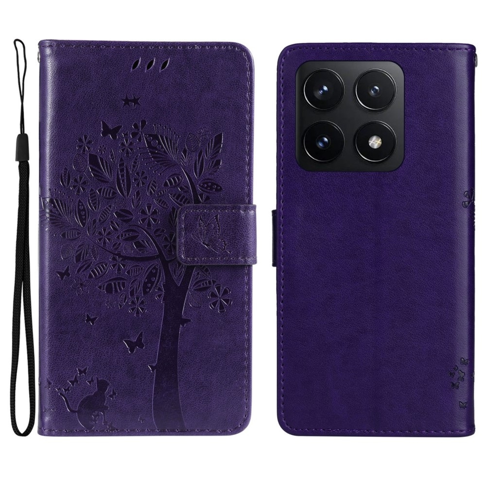 Fák könyv tok Xiaomi 14T-hez - sötétlila
