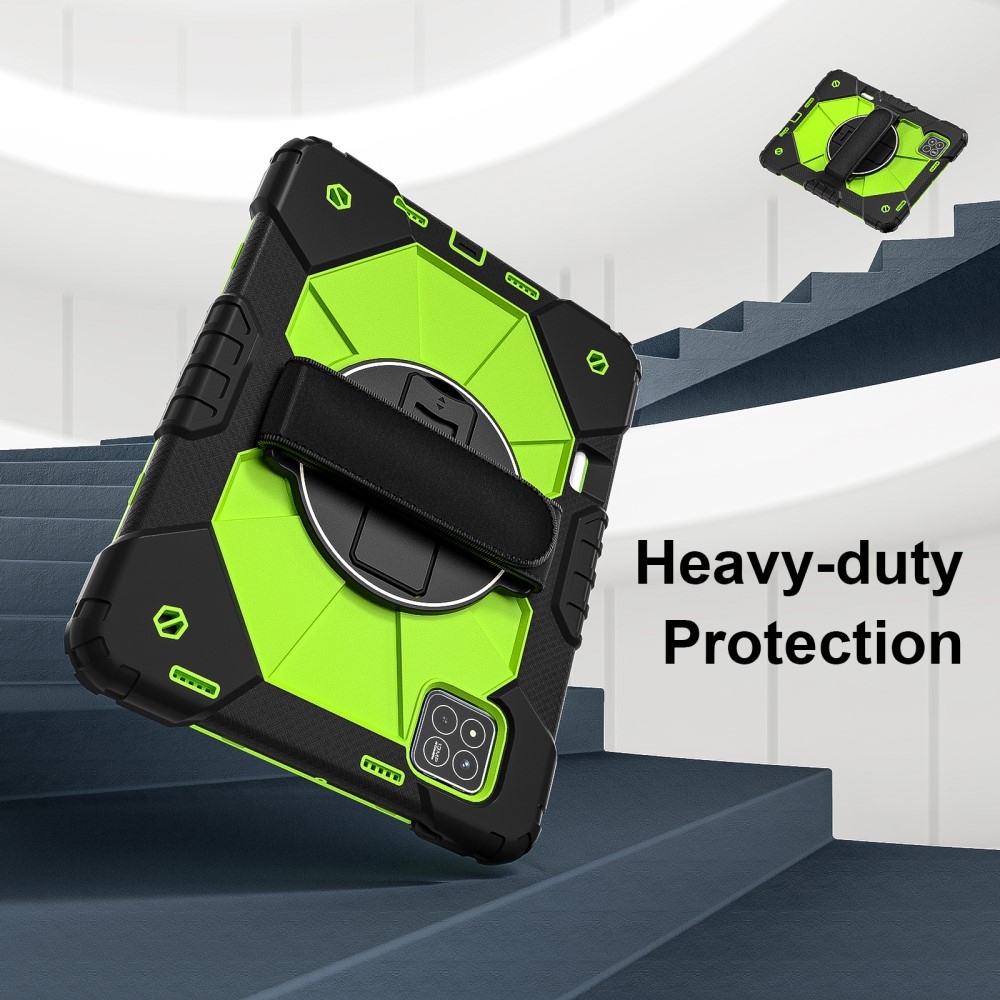 Strapabíró huzat kéztartóval és vállpánttal Xiaomi Pad 7/7 Pro-hoz - fekete/zöld