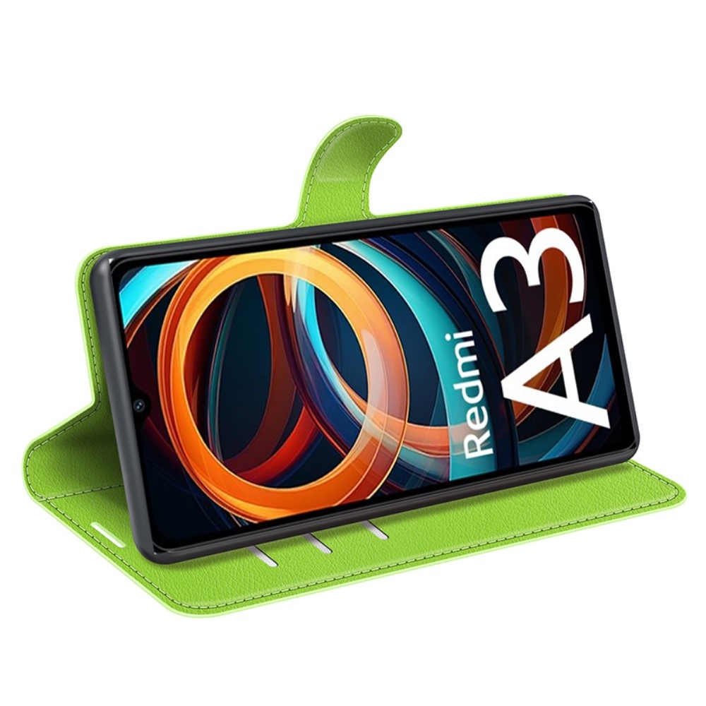 Litchi könyv tok Xiaomi Redmi A3-hoz - zöld