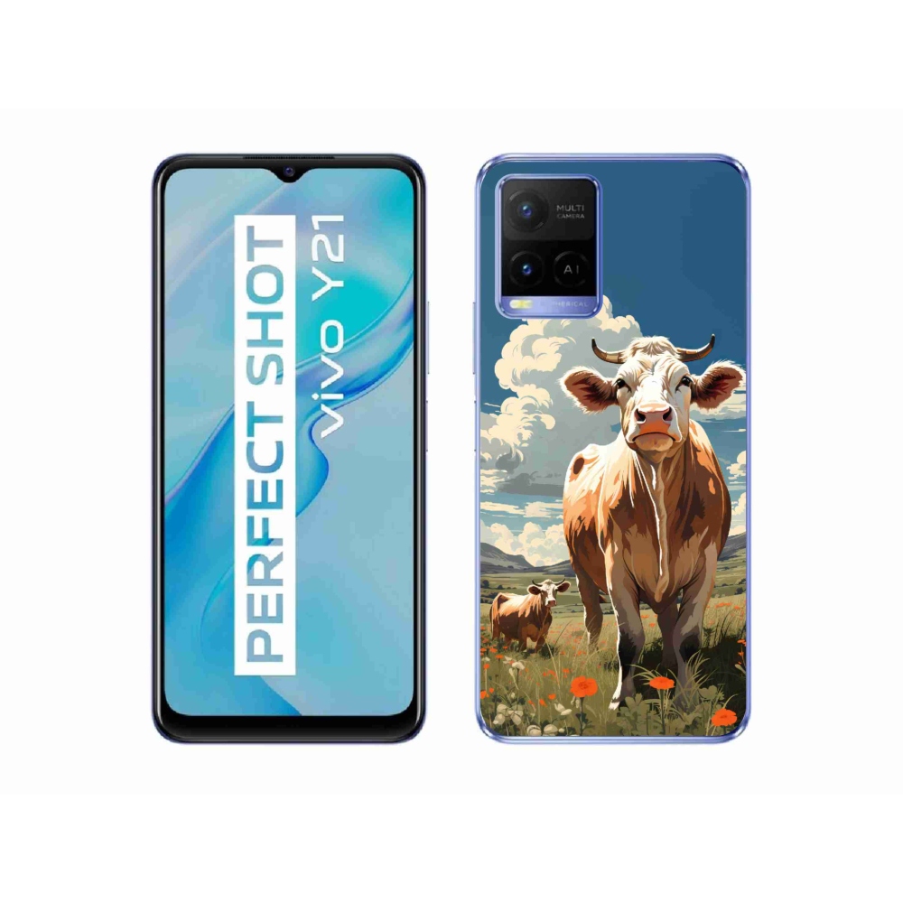 Gél védőhuzat mmCase a Vivo Y21/Y21s/Y33s készülékhez - tehenek a réten