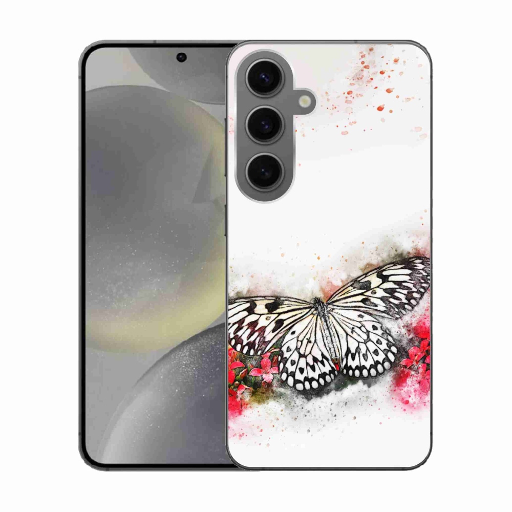 Zselés borítás mmCase Samsung Galaxy S24 készülékhez - fekete-fehér pillangó