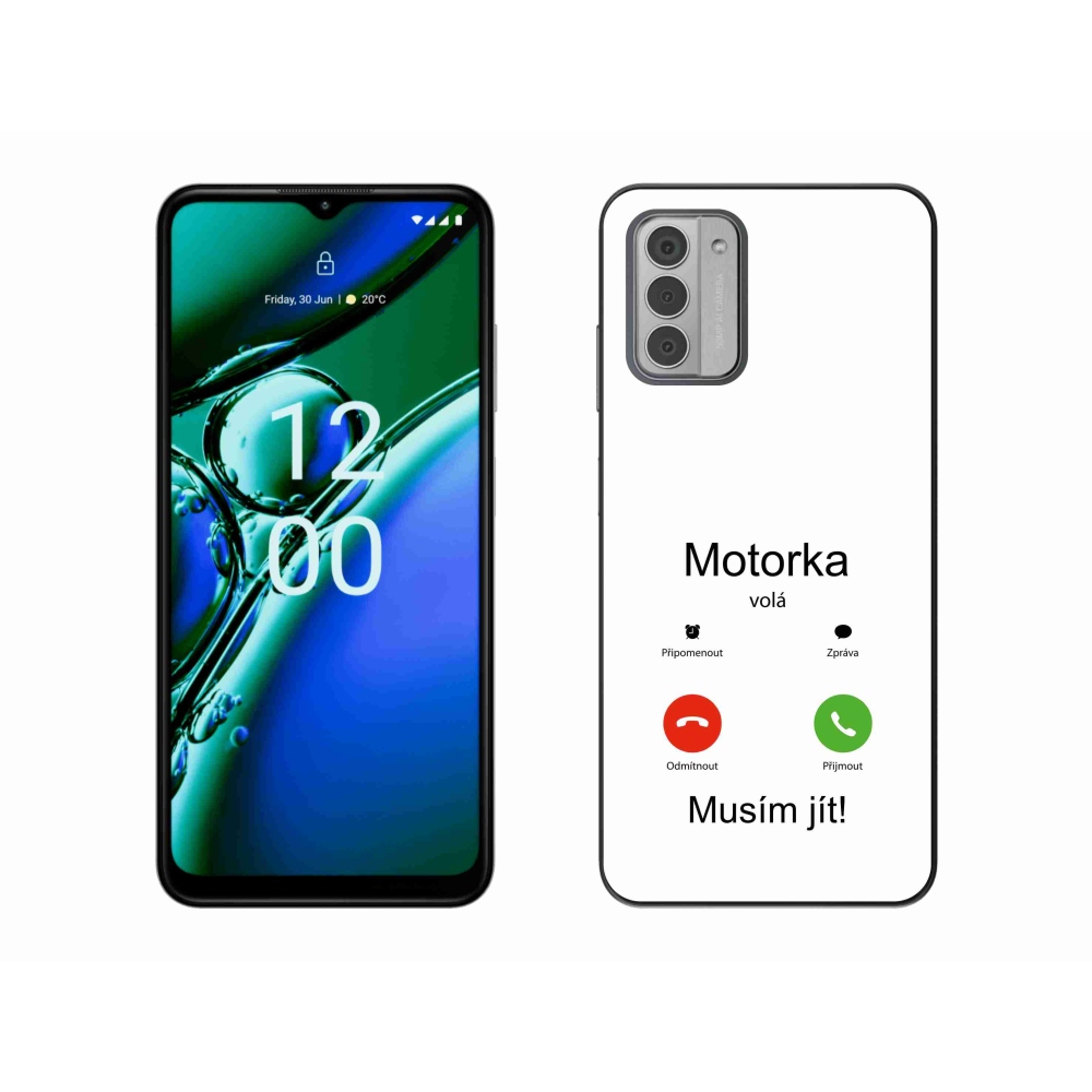 Zselés borítás mmCase a Nokia G42 készülékhez - motoros hívás fehér háttérrel
