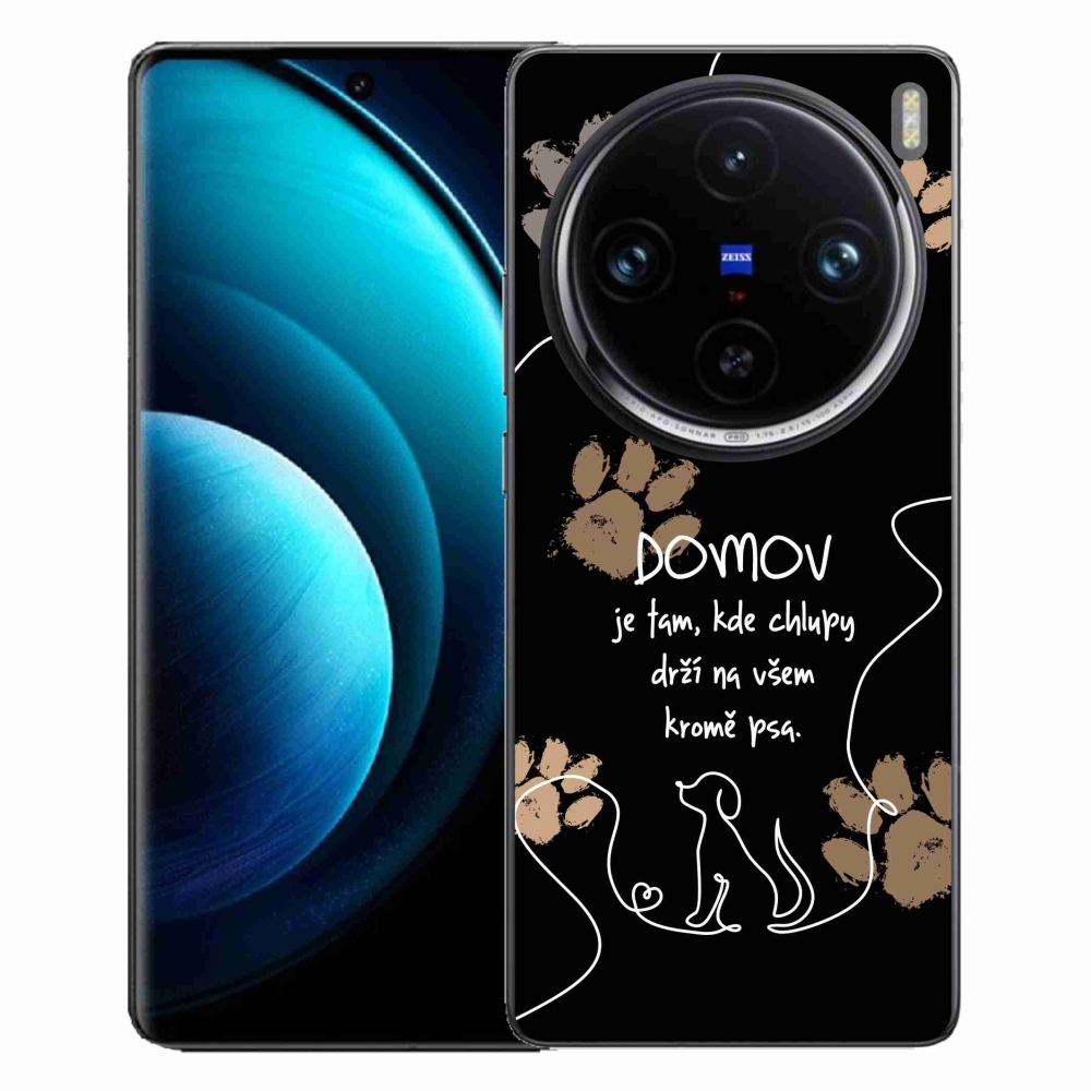Zselés borítás mmCase a Vivo X100 Pro 5G készülékhez - kutya motívum fekete háttérrel