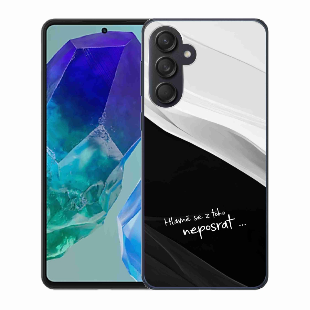 Gél borító mmCase Samsung Galaxy M55 5G - vicces szöveg 13 fekete és fehér háttérrel