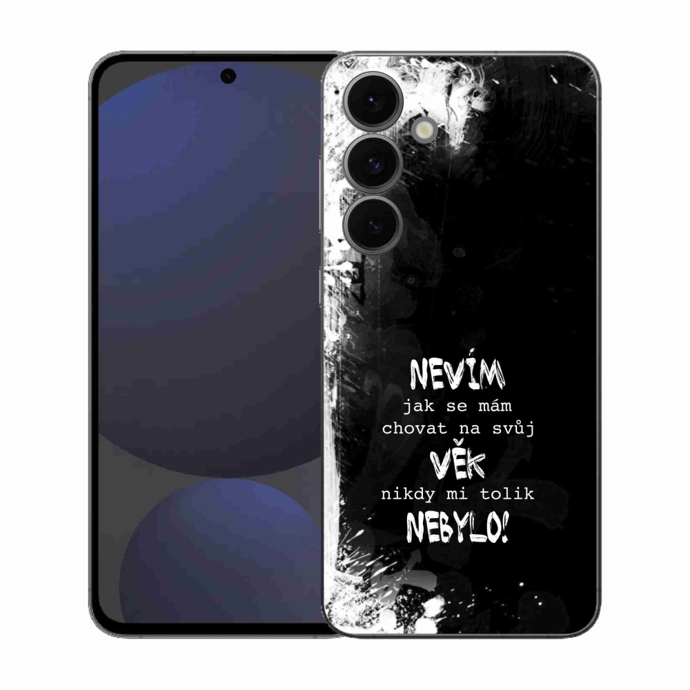 Gél borító mmCase Samsung Galaxy S25 FE - vicces szöveg 14 fekete háttér