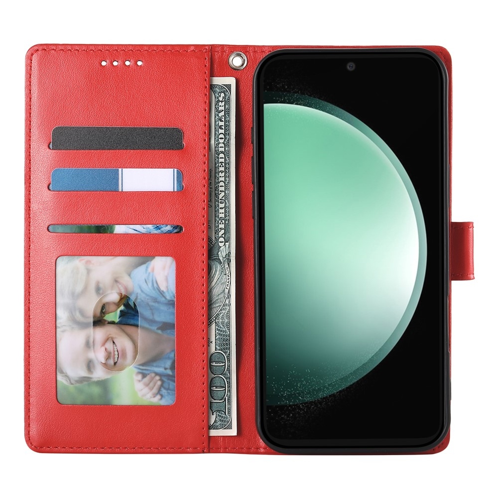 Virágok könyv tok Samsung Galaxy S25 FE készülékhez - piros