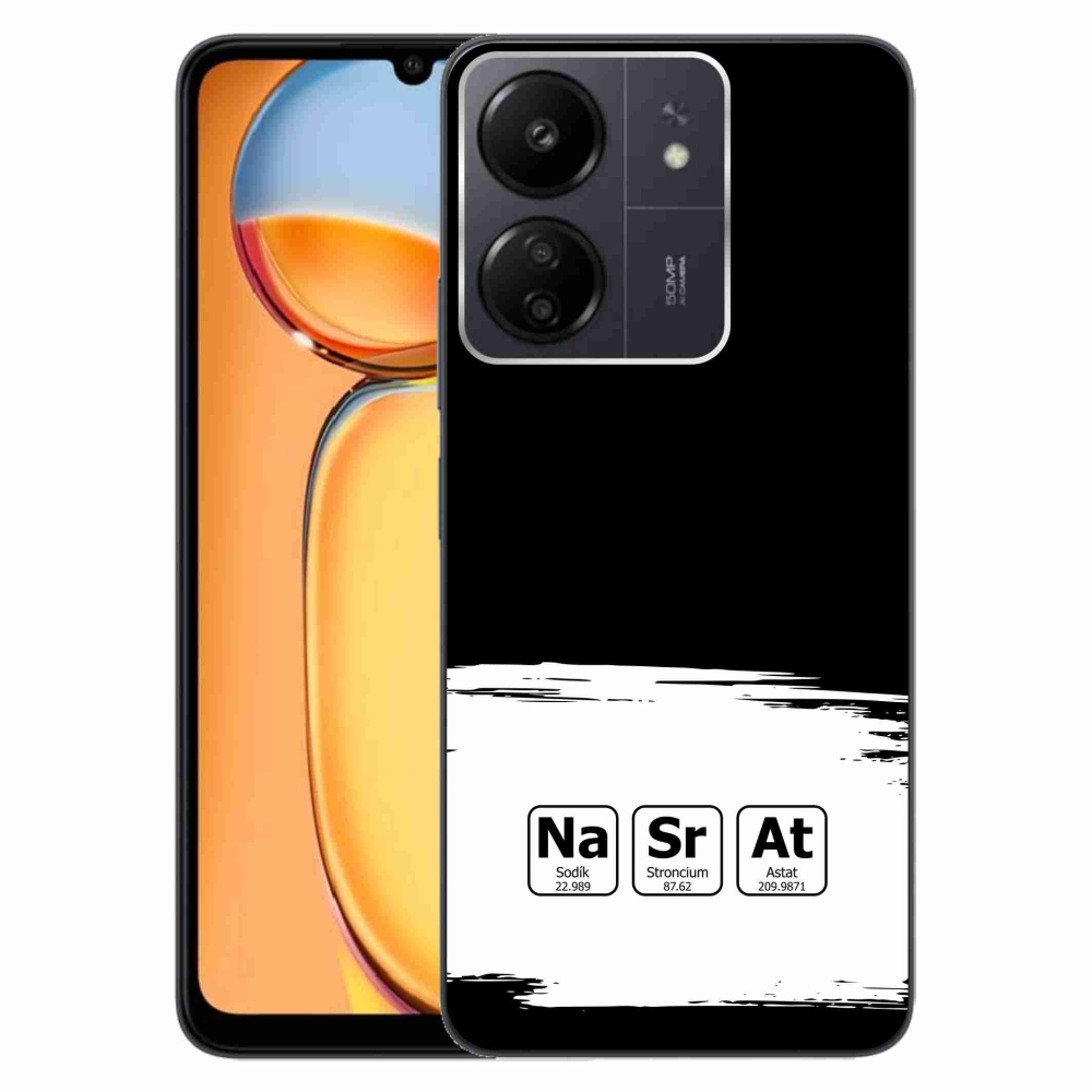 Gél borító mmCase a Xiaomi Poco C65/Redmi 13C számára - kémiai elemek fehér és fekete háttérrel