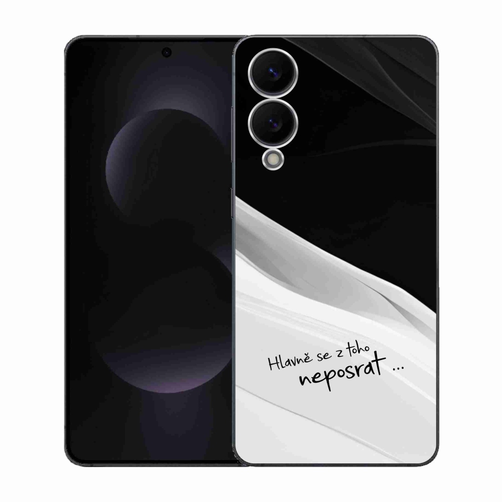 Gél borító mmCase Samsung Galaxy S25 Edge készülékhez - vicces szöveg 13 fehér és fekete háttérrel