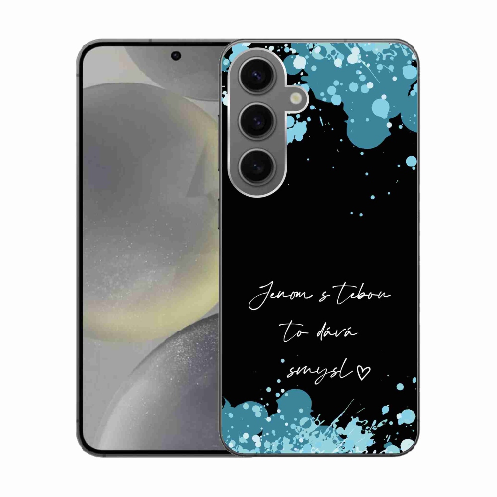 Gél borító mmCase Samsung Galaxy S24 készülékhez - szerelmes szöveg fekete háttérrel