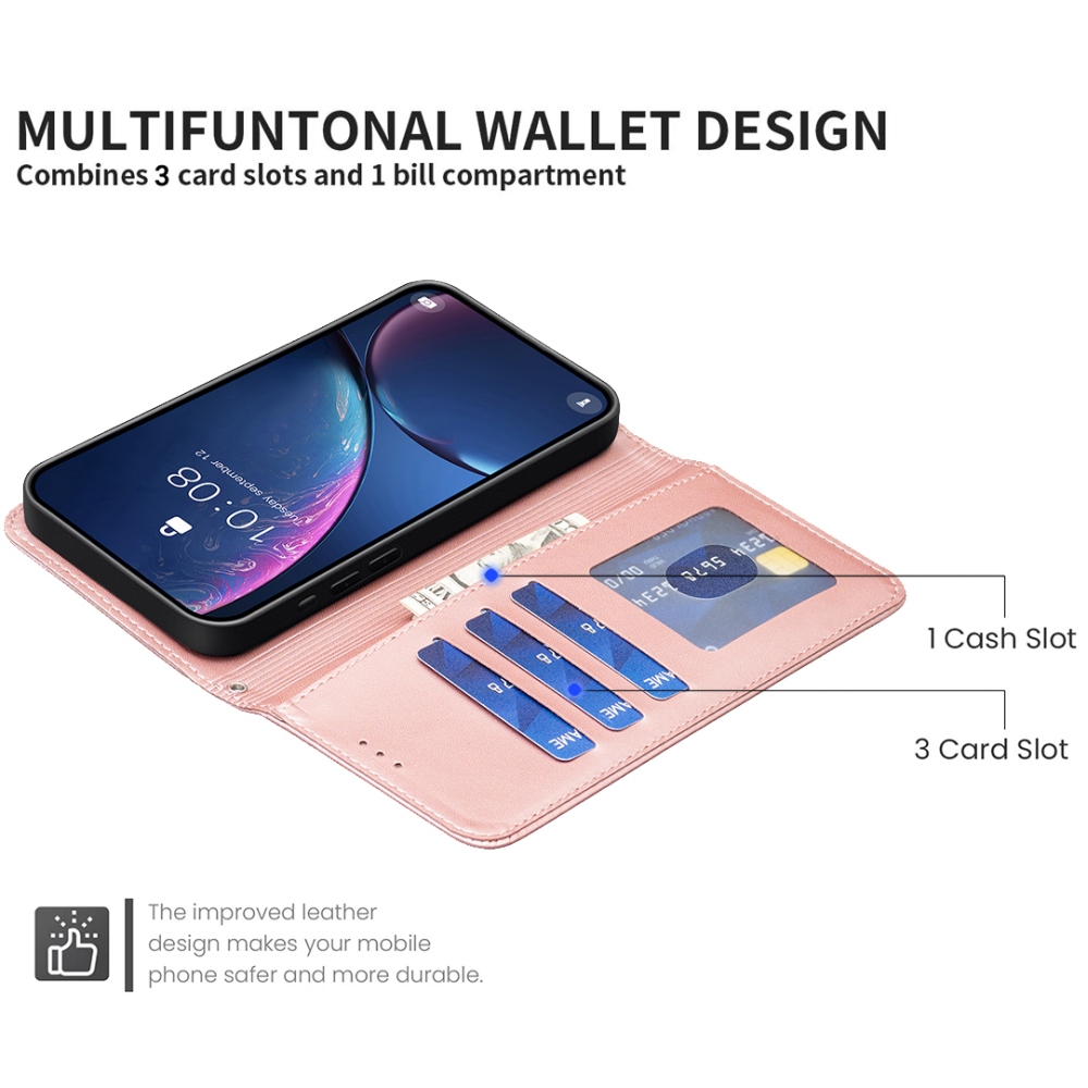 Clover könyv tok iPhone 17 Pro Max készülékhez - rózsaarany