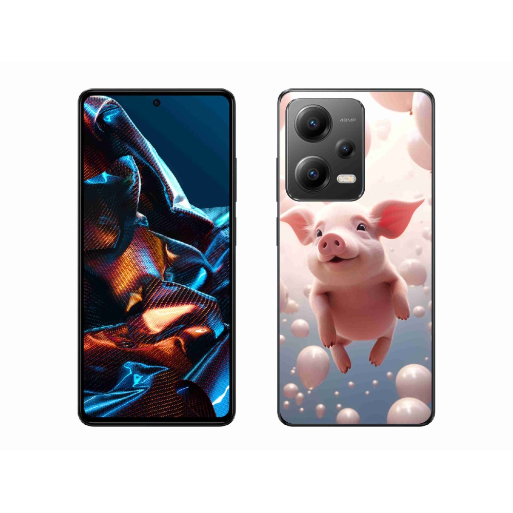 Gél borítás mmCase a Xiaomi Redmi Note 12 Pro 5G-hez - malacka lufikkal