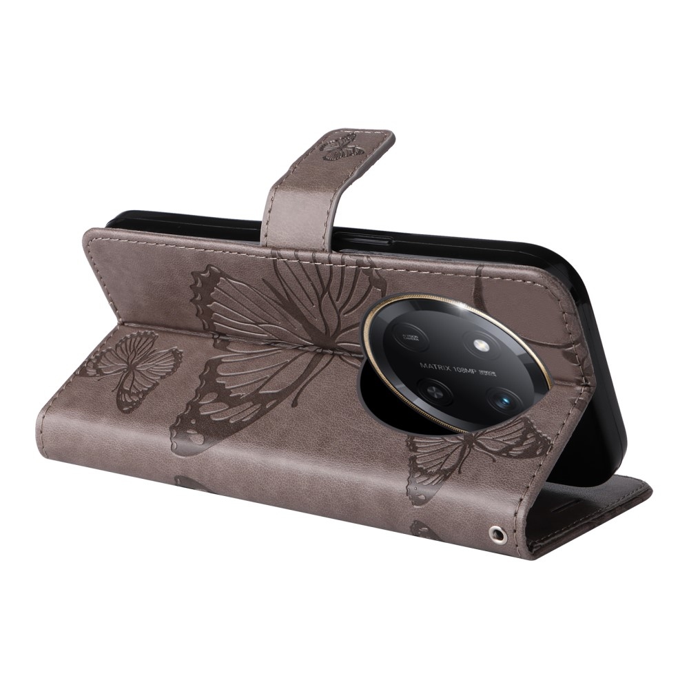 Nagy pillangó könyv tok a Honor Magic 7 Lite 5G számára - szürke