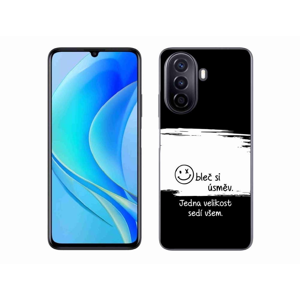 Gél borító mmCase a Huawei Nova Y70-hez - vicces szöveg 8 fehér és fekete háttérrel