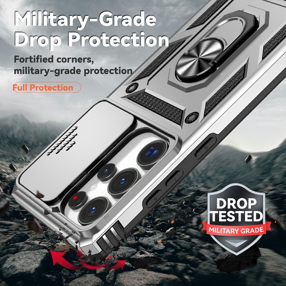 Gyűrűálló borítás Samsung Galaxy S25 Ultra készülékhez - ezüst