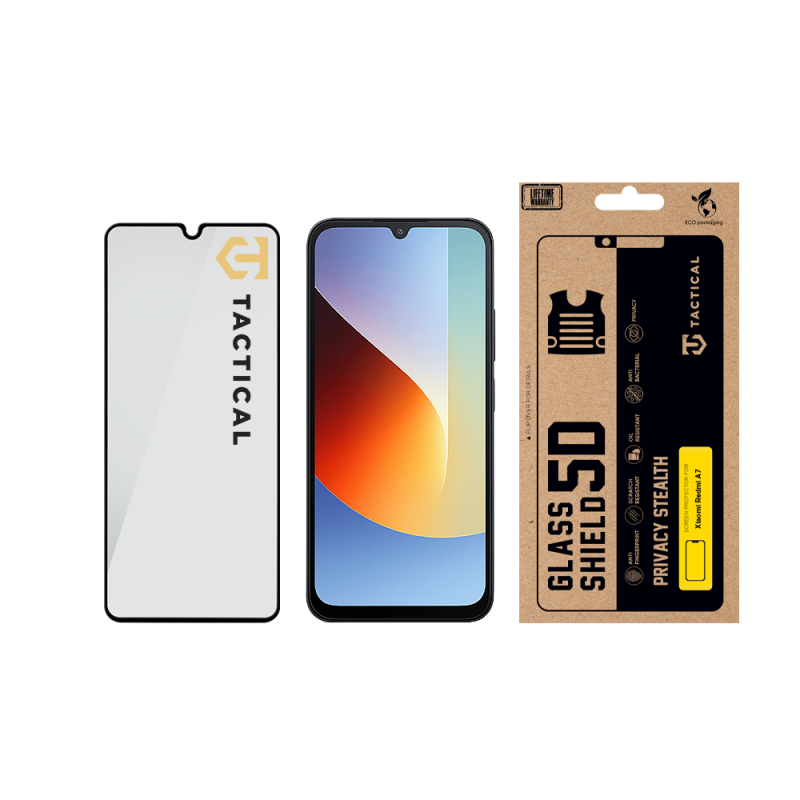 Tactical Glass Shield Privacy Stealth 5D üveg a Xiaomi Redmi A7 Black készülékhez