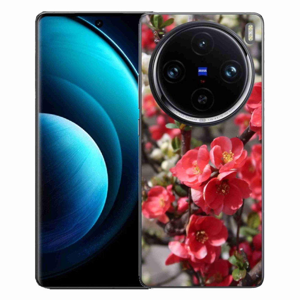Zselés tok mmCase a Vivo X100 Pro 5G-hez - piros virágok