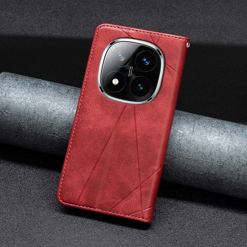 Háromszög alakú könyv tok Xiaomi Redmi Note 14 Pro-hoz - piros