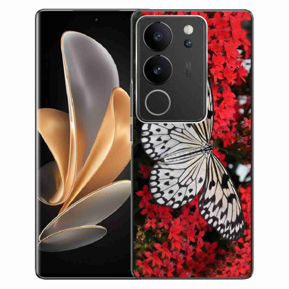 Gél borítás mmCase a Vivo V29 5G - fekete-fehér pillangó 1