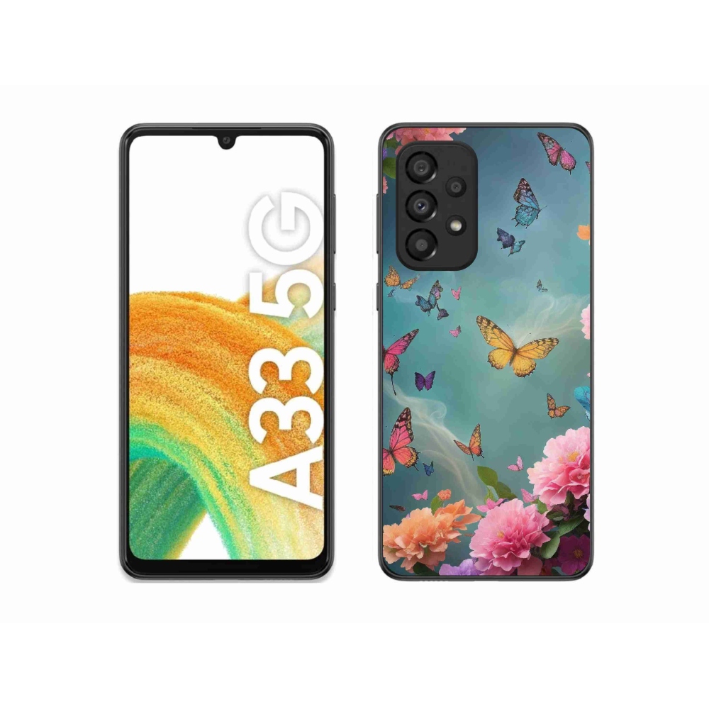 Gél borítás mmCase Samsung Galaxy A33 5G - színes virágok és pillangók