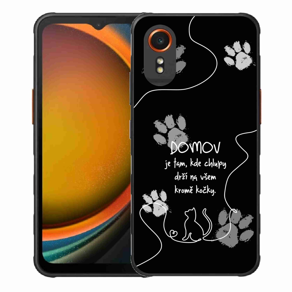 Gél borító mmCase Samsung Galaxy Xcover 7 készülékhez - macska motívum fekete háttérrel
