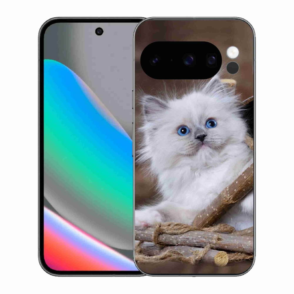 Zselés borítás mmCase a Google Pixel 10 Pro számára - fehér cica