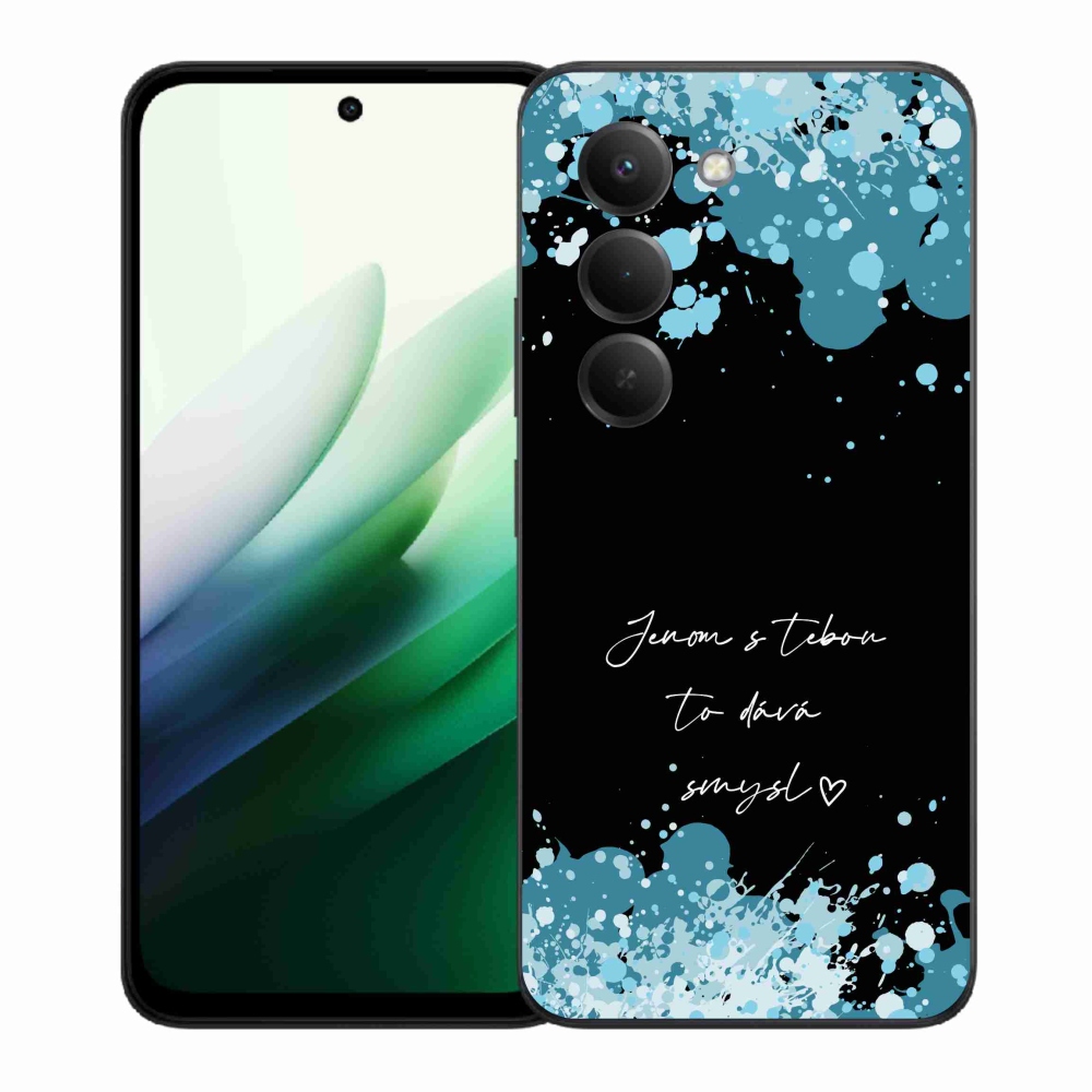 Gél borító mmCase a Xiaomi Redmi 15 5G-hez - szerelmes szöveg fekete háttérrel